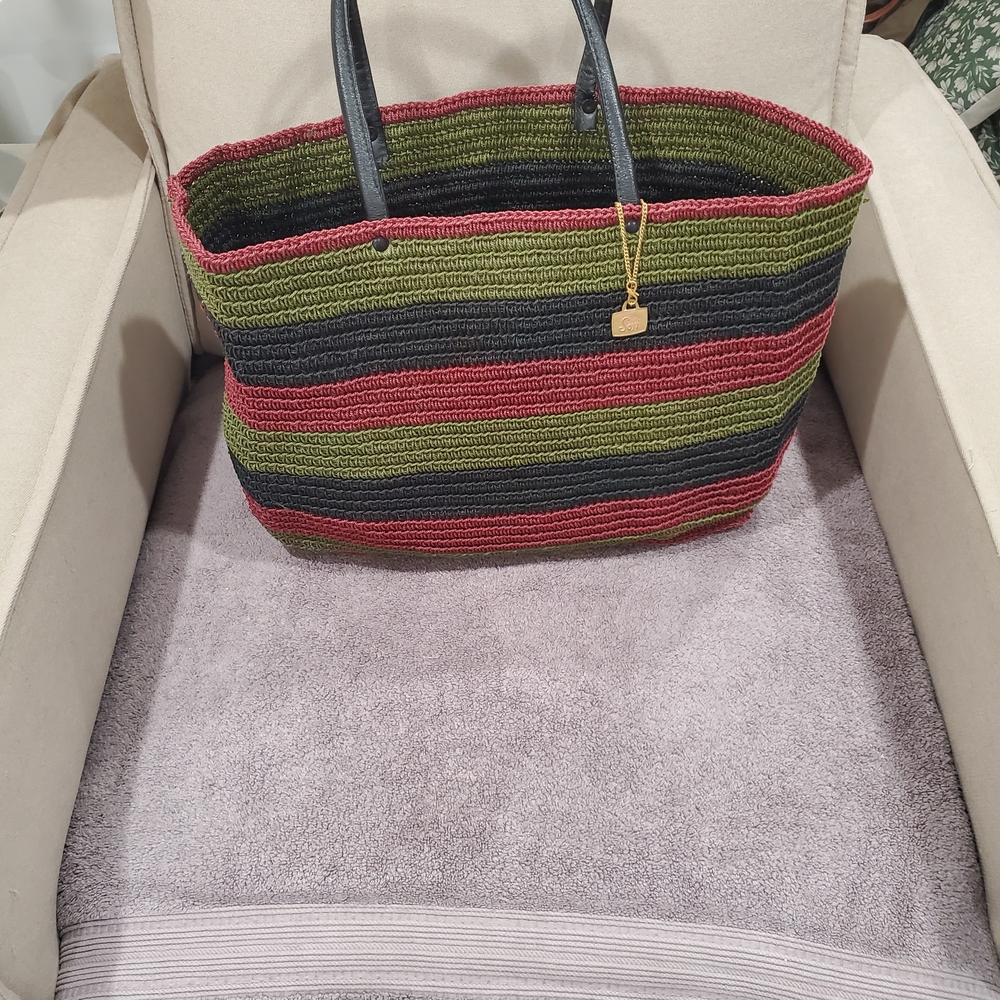 IUC Sofi Striped Tote Bag - Red, Green, and Black